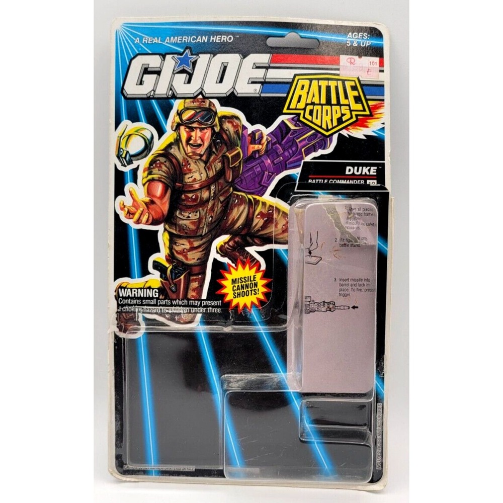 DUKE BATTLE CORPS G.I. JOE FULL CARD BACK UNCUT FILE CARD‎ W/ BUBBLE VINTAGE